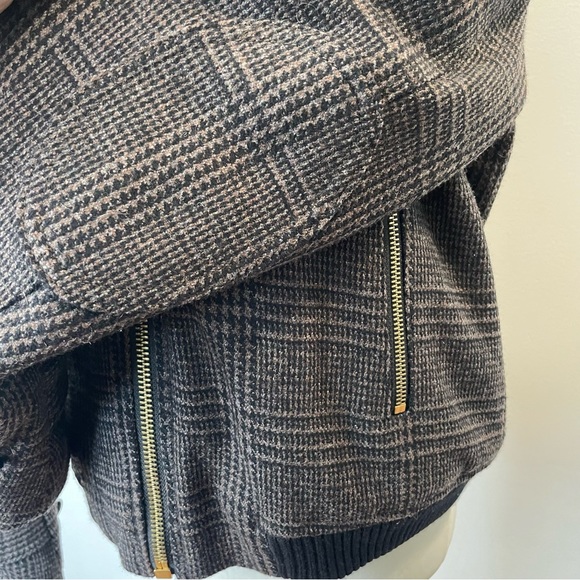 Burberry Brit Wool Blend Glen Check Bomber Jacket Authentic Women’s Size 14 - Picture 11 of 12